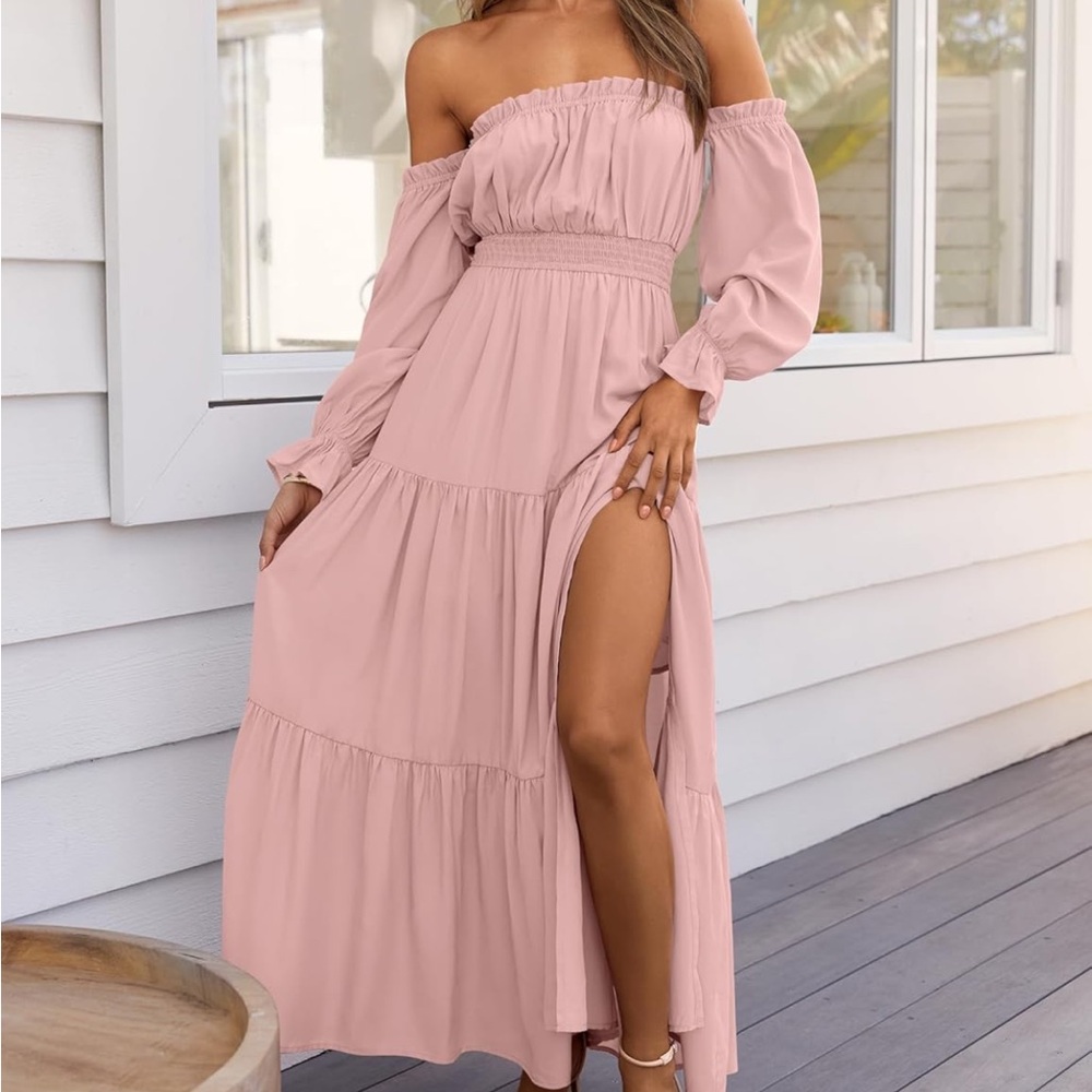 Elegant Off-Shoulder Pink Dress